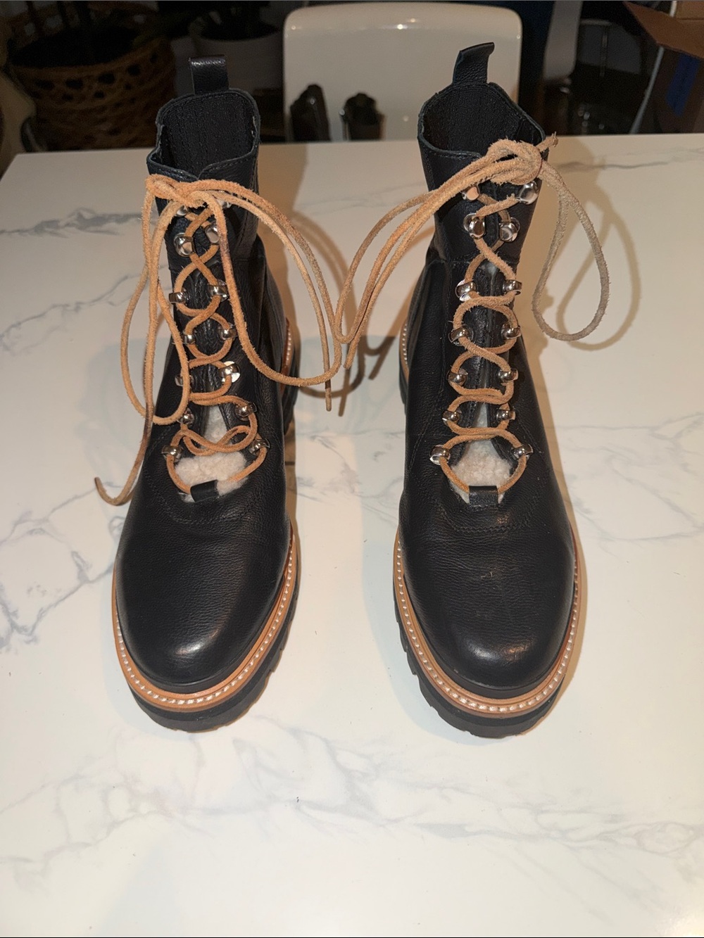 Marc Fisher Women’s Ltd Izzie Hiker on Lugsole Leather Combat Ankle Boots